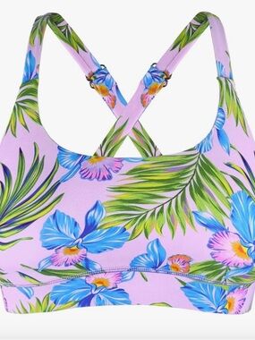 Xhilaration Lavender Floral Cross-Back One-Piece Swimsuit - Blue